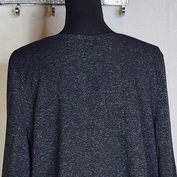 Lane Bryant Grey Black Exposed Faux Zipper LS Cotton Metallic Nylon Top Sz 18/20 - Picture 14 of 16